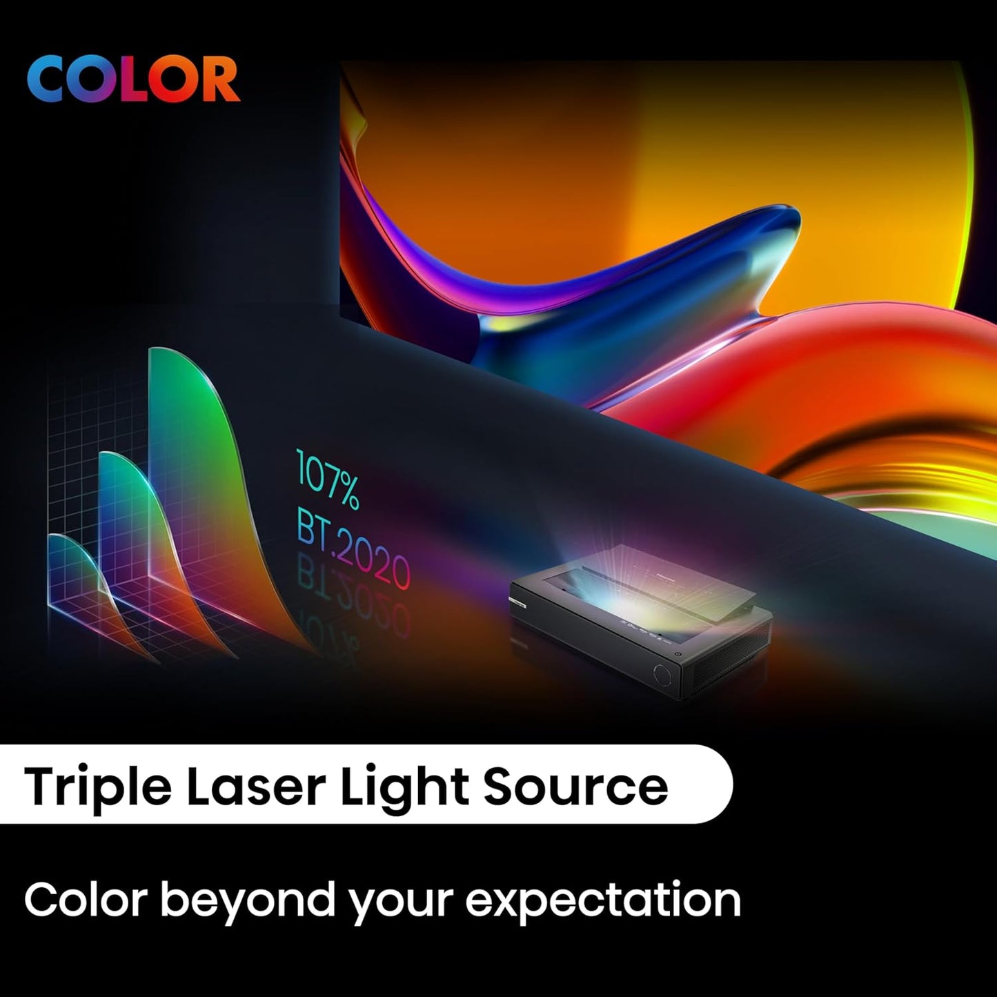 Open Box - Hisense PX2-PRO TriChroma Laser Projector 4K UHD Home Theatre Ultra Short Throw Projector